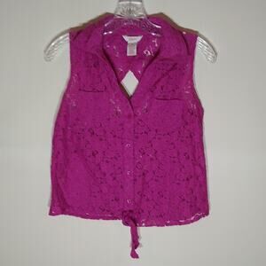 Candies pink lace crop top .Size M